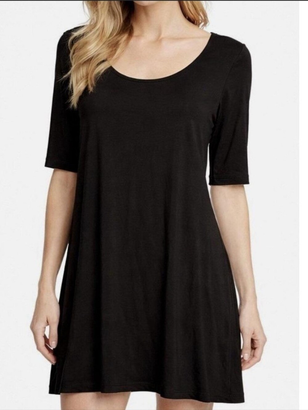 Eileen Fisher Knit Tunic Top Minidress Sz Small Black Minimalist